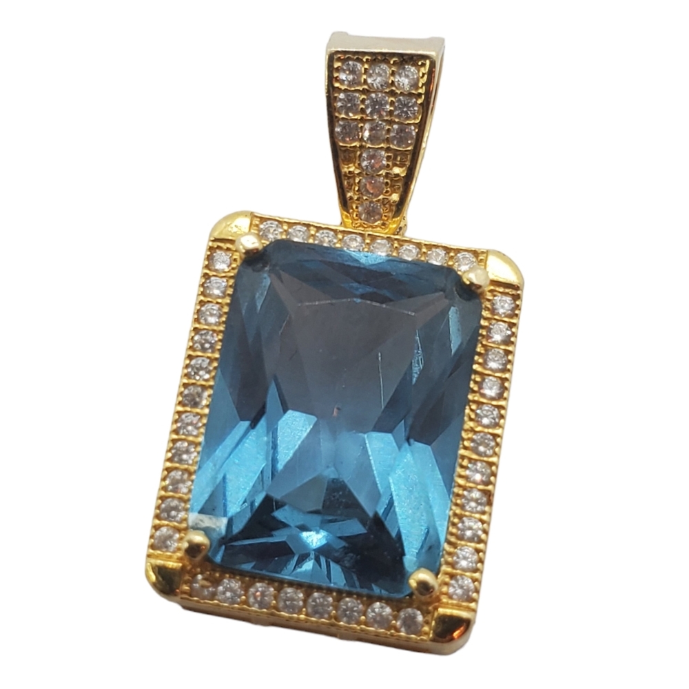 10kt SOLID YG - Blue Birthstone Pendant